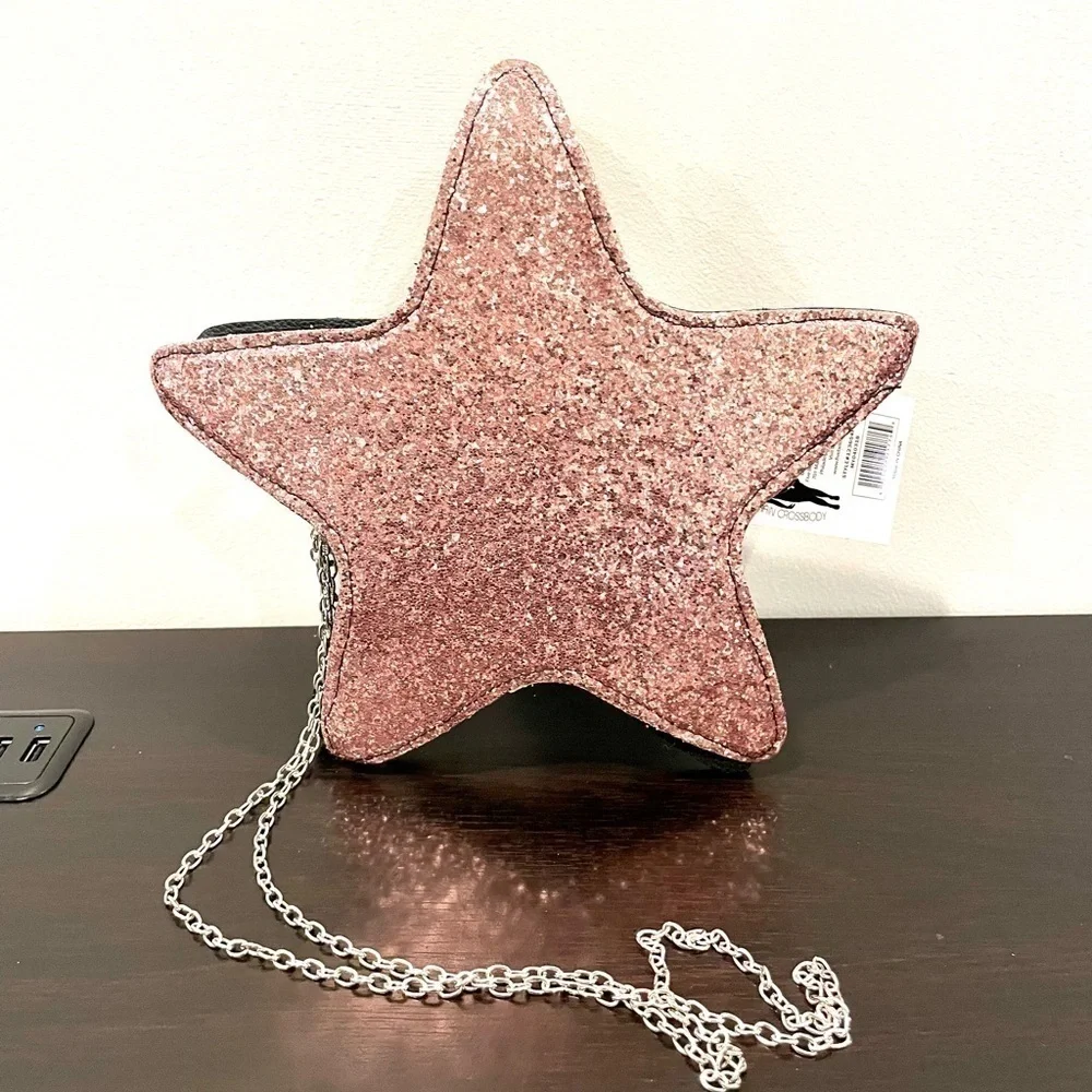 Pink Glittery Star Shaped Kids Crossbody